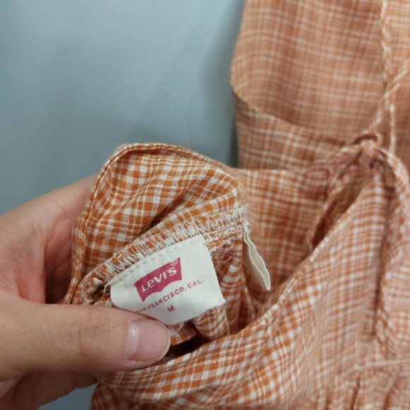 Levi's Linen Amilijia Dress Gingham Medium New - Picture 8 of 10